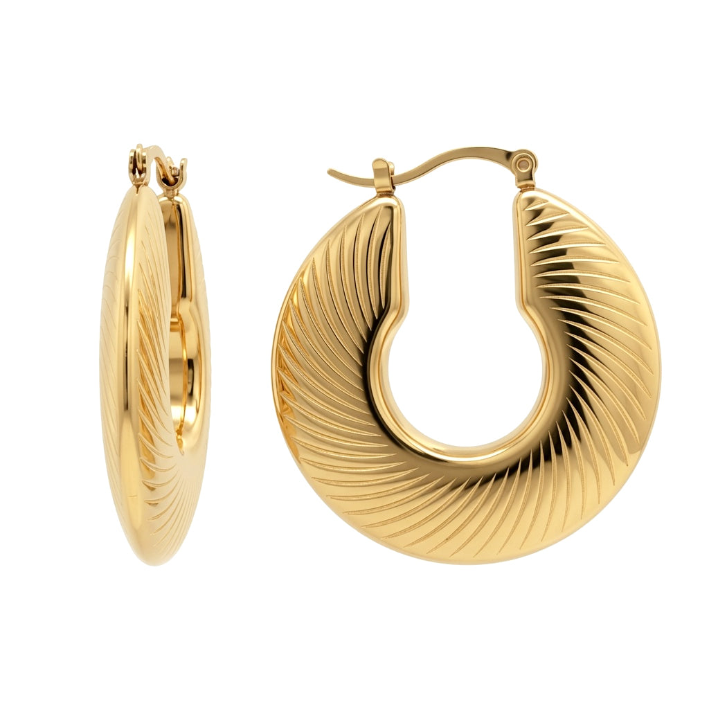 Gold-plated Stainless Steel  Creole Earrings - STE0008GP