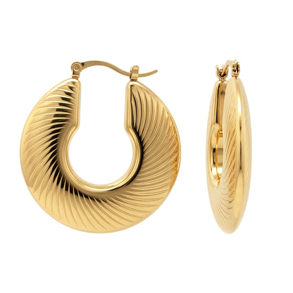 Gold-plated Stainless Steel  Creole Earrings - STE0008GP