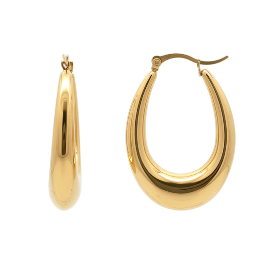Gold-plated Stainless Steel  Creole Earrings - STE0012GP