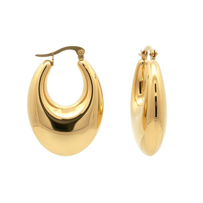Gold-plated Stainless Steel  Creole Earrings - STE0013GP