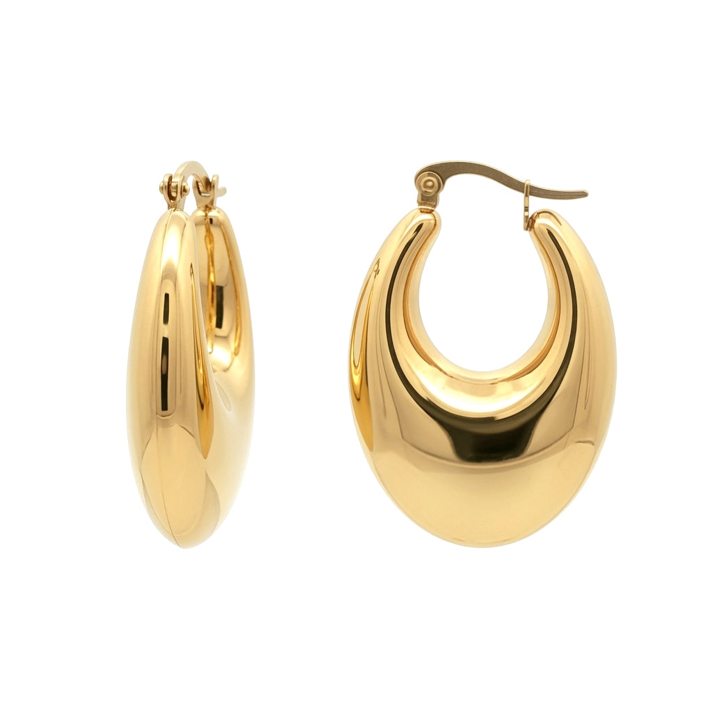 Gold-plated Stainless Steel  Creole Earrings - STE0013GP