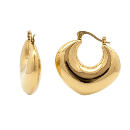 Gold-plated Stainless Steel  Creole Earrings - STE0014GP