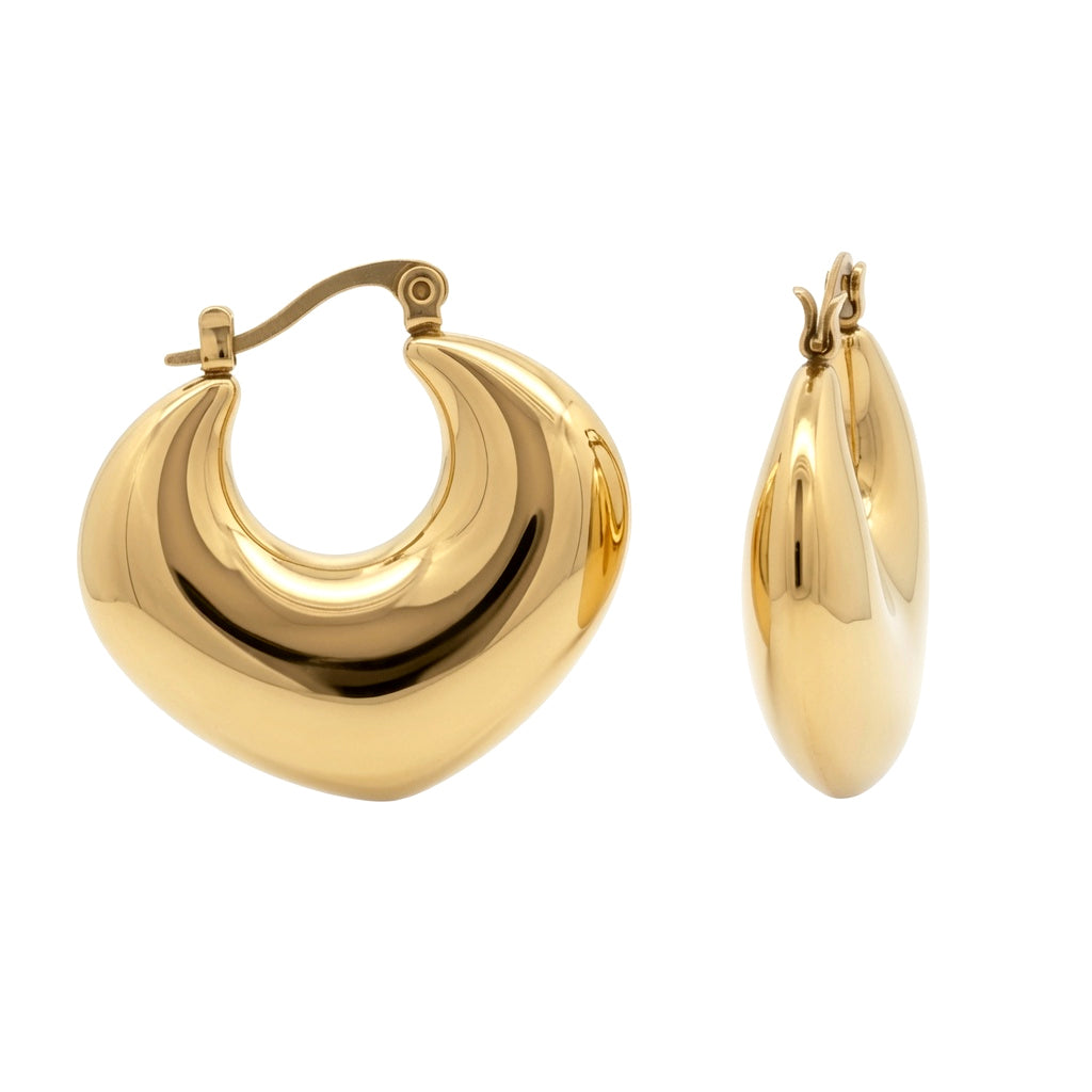 Gold-plated Stainless Steel  Creole Earrings - STE0014GP