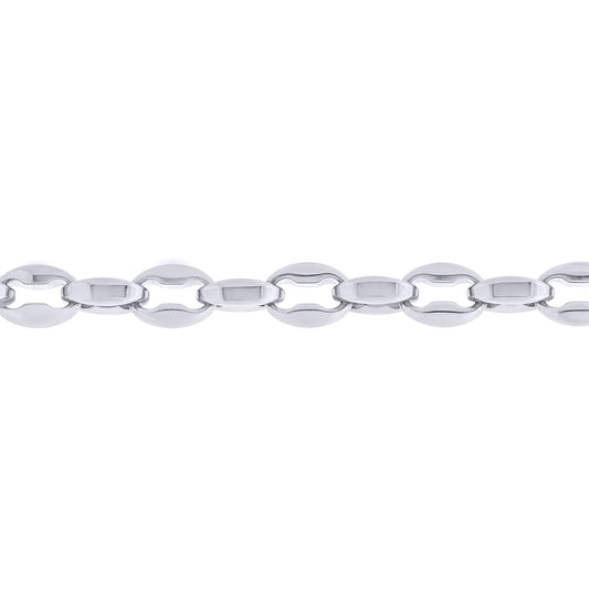 Steel  Oval Pebble Capsule Link Chain Necklace 7mm 18" 45cm - STN0007