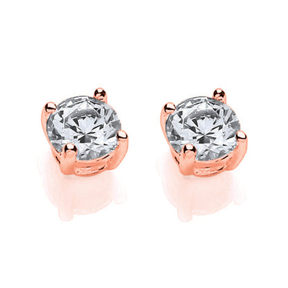 Rose Silver  CZ Solitaire Stud Earrings - SZ4MMROSE