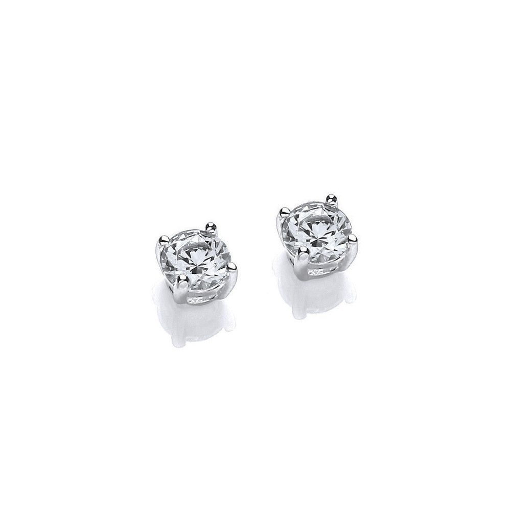 Silver  CZ Solitaire Stud Earrings 4mm - SZ4MM