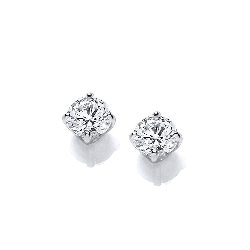 Silver  CZ Solitaire Stud Earrings 5mm - SZ5MM