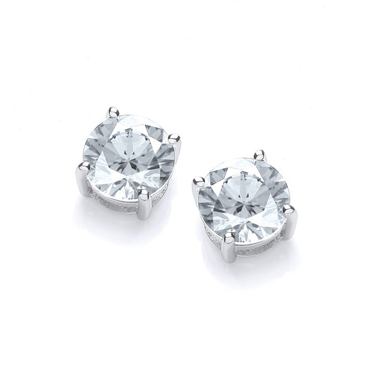 Silver  CZ Solitaire Stud Earrings 6mm - SZ6MM