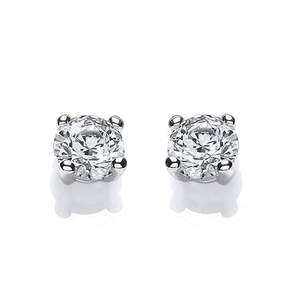 Silver  CZ Solitaire Stud Earrings 7mm - SZ7MM