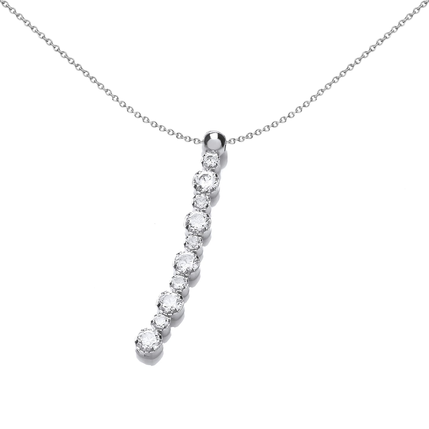 Silver  CZ Eternity Line Pendant Necklace 18 inch - SZP016