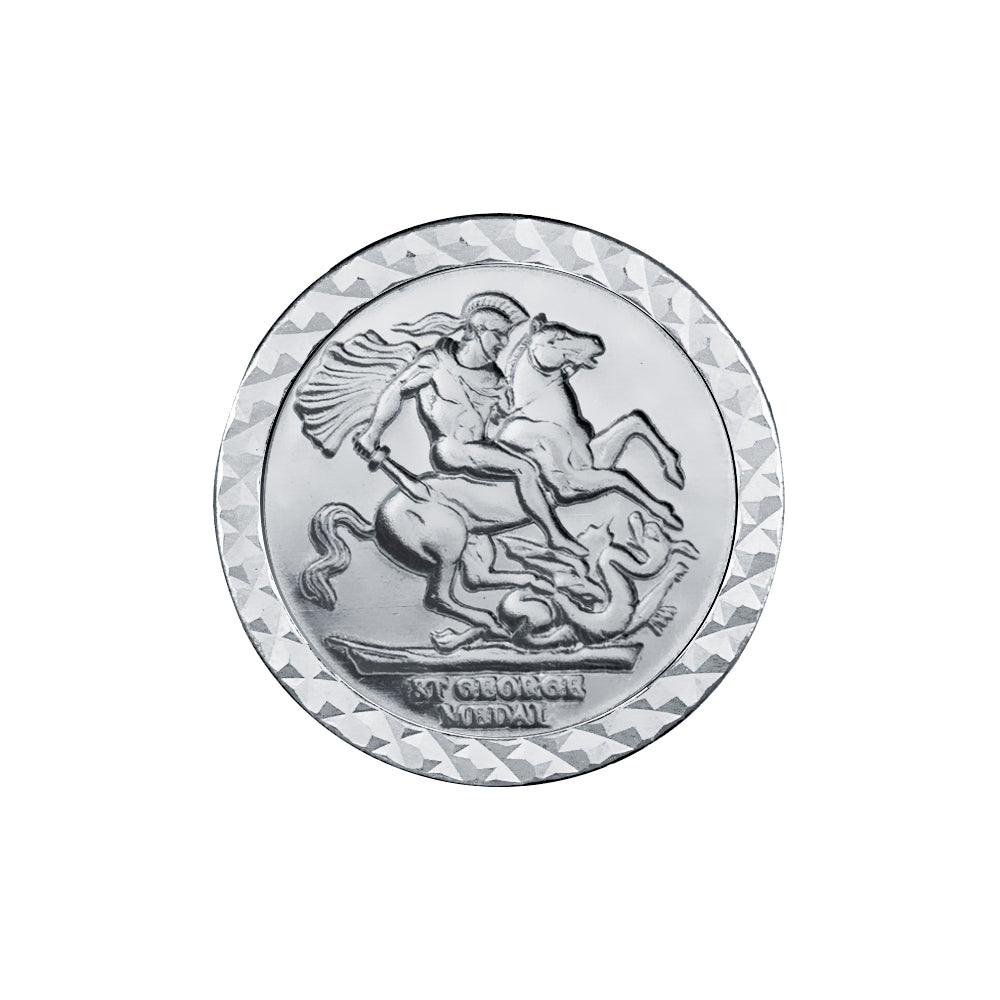 Silver  Curb Octagon St George Dragon Ring (Full Sovereign Size) - ARN113-F