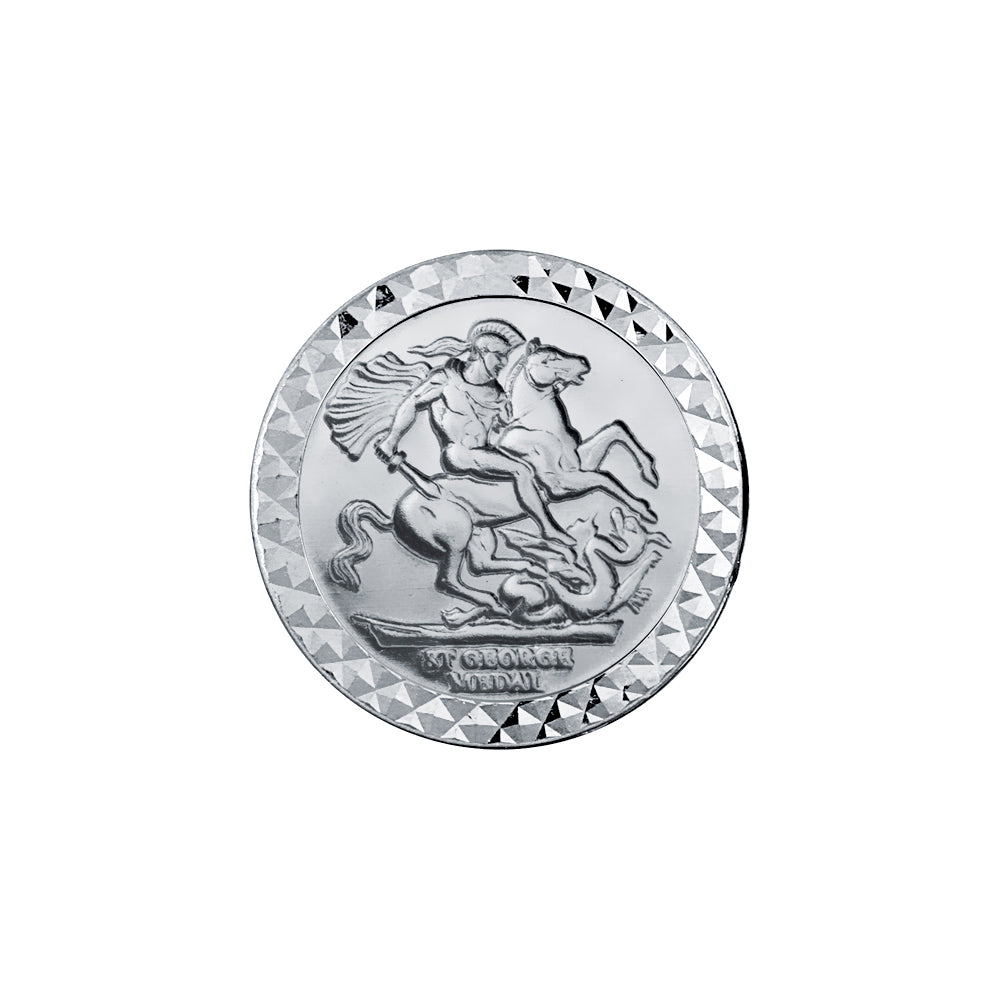 Silver  Floral Carved St George Dragon Ring (Half Sovereign Size) - ARN116-H