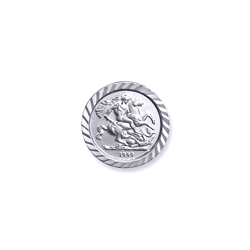 Silver  Ribbed Barked St George Ring (10th Ounce Coin Size) - ARN115-T