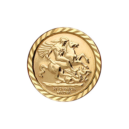 9ct Gold  Lucky Horse Shoe Frame St George Pendant (Full Sov Size) - JSP013-F