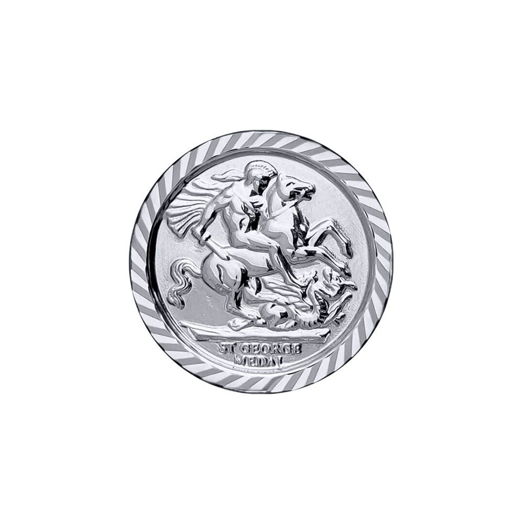 925 Silver  Rope Edge St George Pendant (Half Sov Size) - ASP001-H