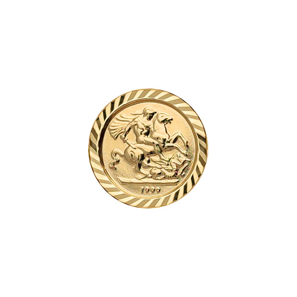 9ct Gold  Ribbed Barked St George Ring (10th Ounce Coin Size) - JRN183-T