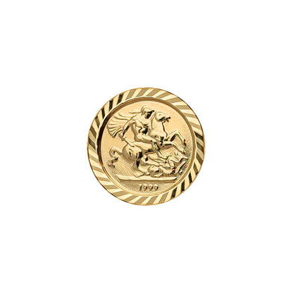 9ct Gold  Ribbed Barked St George Ring (10th Ounce Coin Size) - JRN183-T