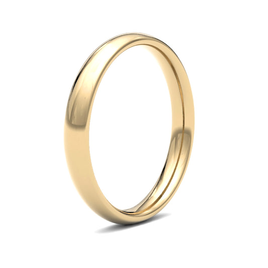 Hand-Made 9ct Gold  3mm Court Wedding Ring - WCT9Y3