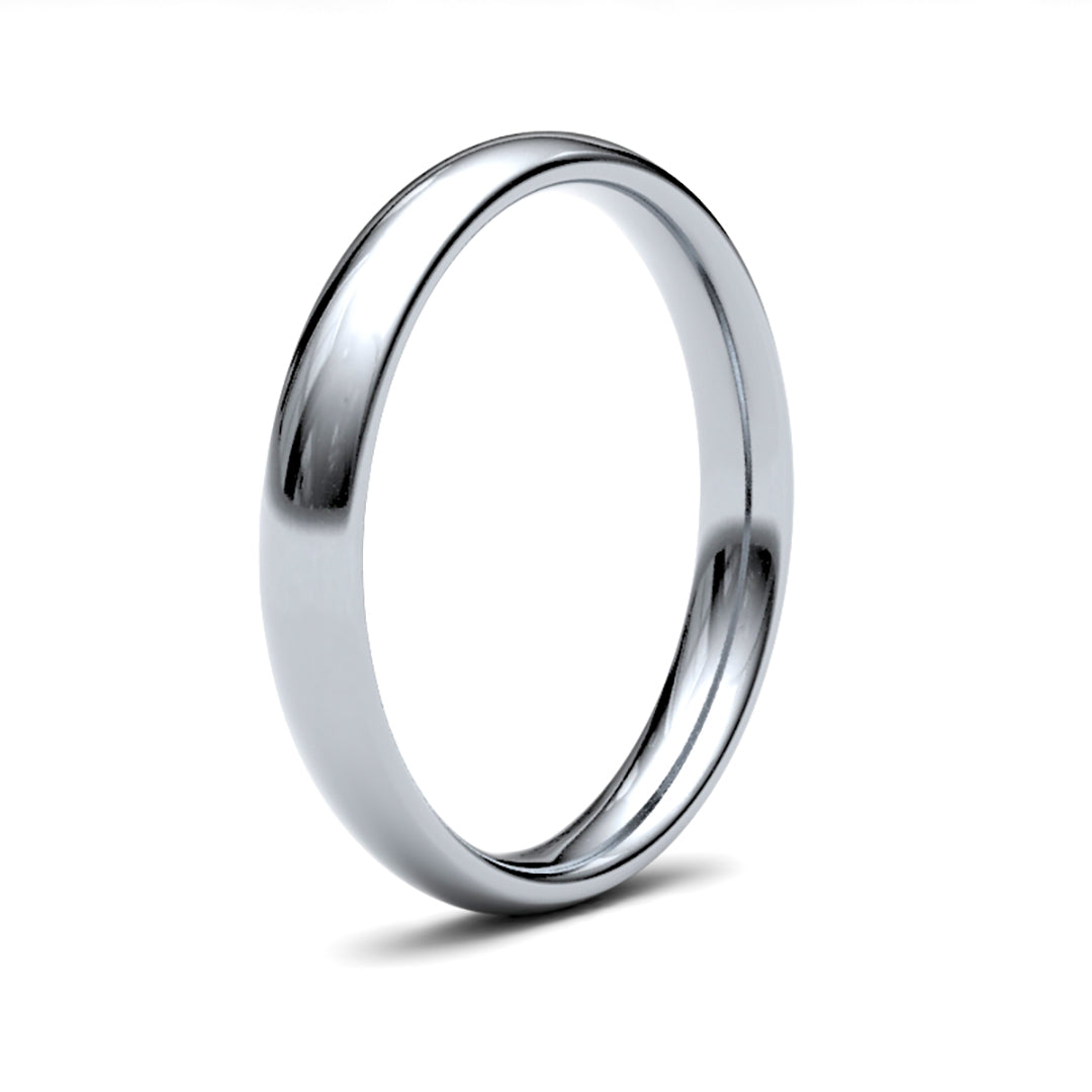 Platinum  Premium Quality 3mm Court Wedding Ring - WCTPL3