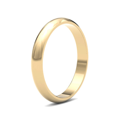 Hand-Made 18ct Gold  3mm D-Shape Wedding Ring - WDS18Y3