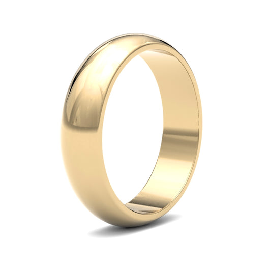Hand-Made 18ct Gold  5mm D-Shape Wedding Ring - WDS18Y5