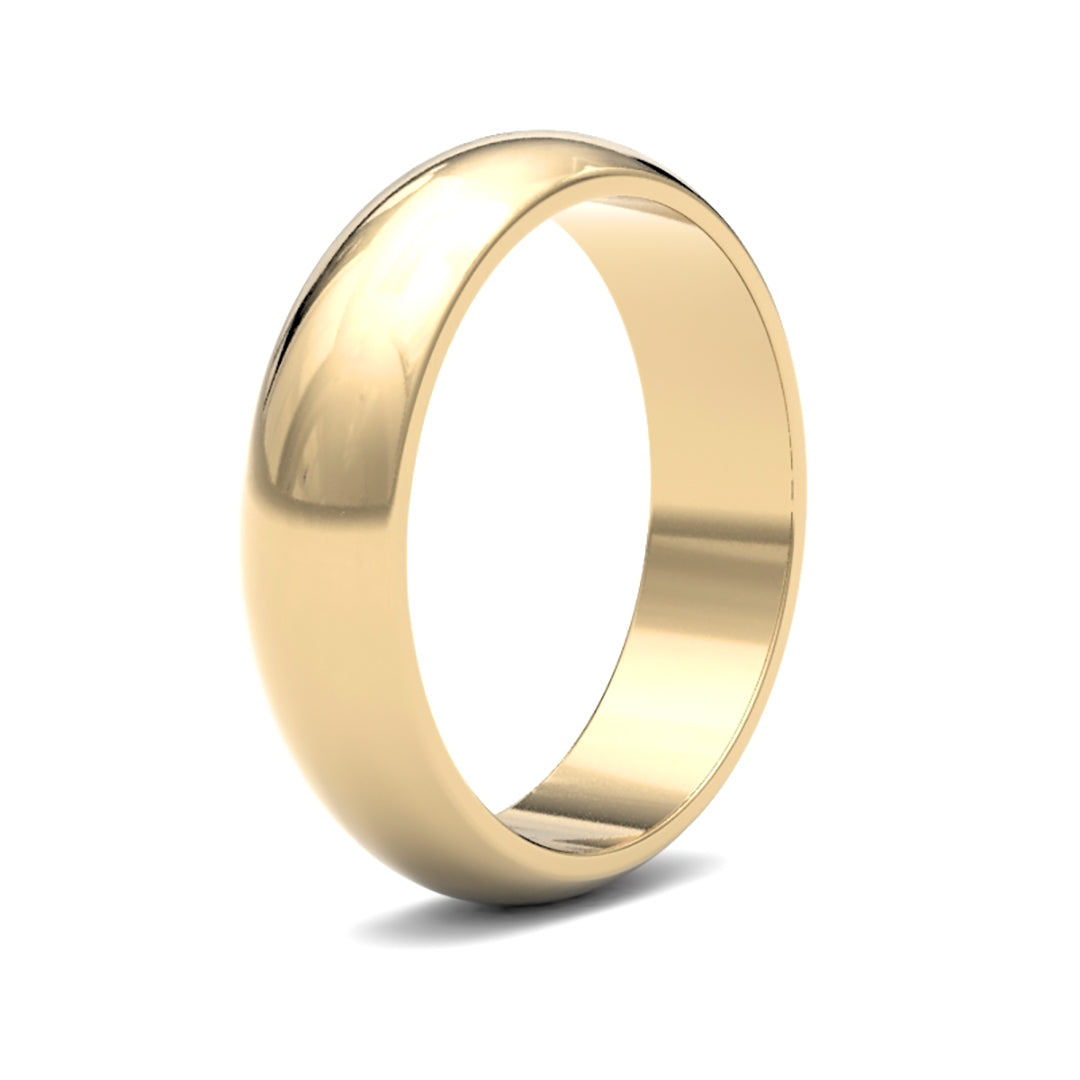 Hand-Made 18ct Gold  5mm D-Shape Wedding Ring - WDS18Y5