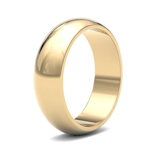 Hand-Made 9ct Gold  6mm D-Shape Wedding Ring - WDS9Y6