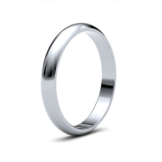 Palladium  Premium Quality 3mm D-Shape Wedding Ring - WDSPD3