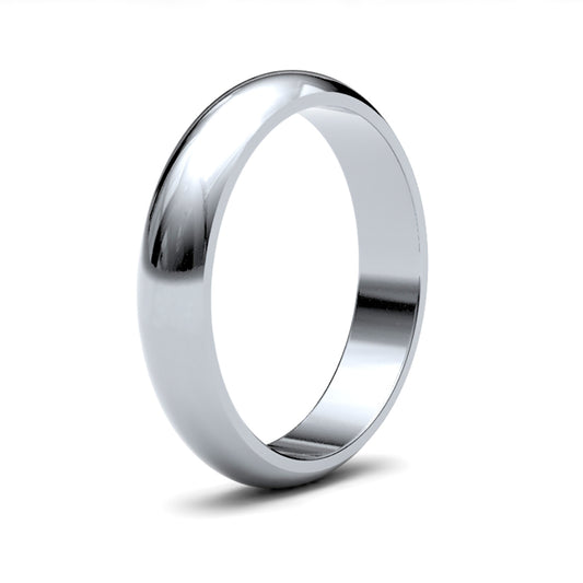 Platinum  Premium Quality 4mm D-Shape Wedding Ring - WDSPL4