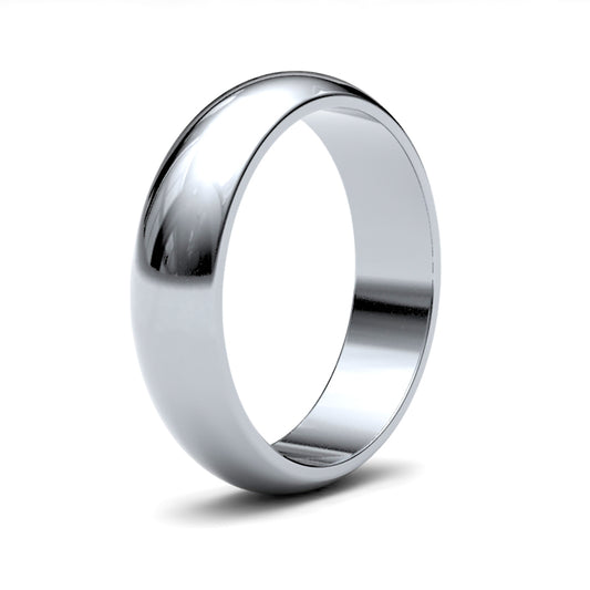 Platinum  Premium Quality 5mm D-Shape Wedding Ring - WDSPL5