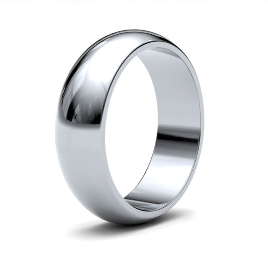 Platinum  Premium Quality 6mm D-Shape Wedding Ring - WDSPL6