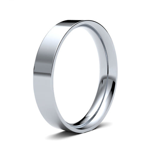 Platinum  Premium Quality 4mm Flat Court Wedding Ring - WFCPL4