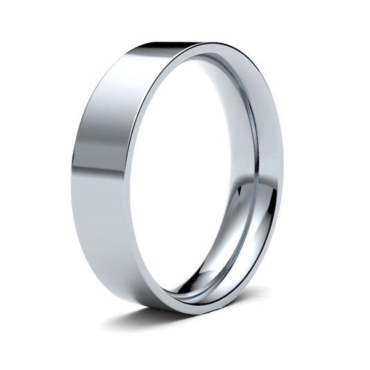 Platinum  Premium Quality 5mm Flat Court Wedding Ring - WFCPL5