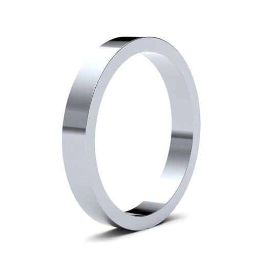 Platinum  Premium Quality 3mm Flat Wedding Ring - WFLPL3