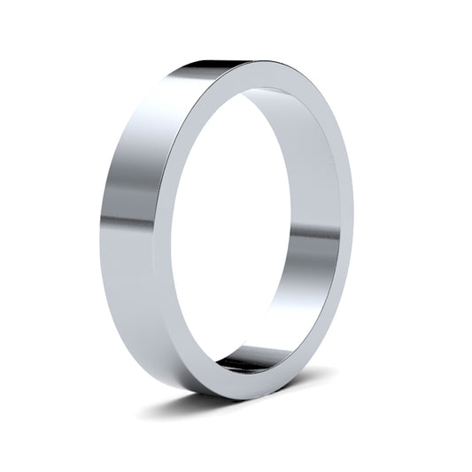 Platinum  Premium Quality 4mm Flat Wedding Ring - WFLPL4