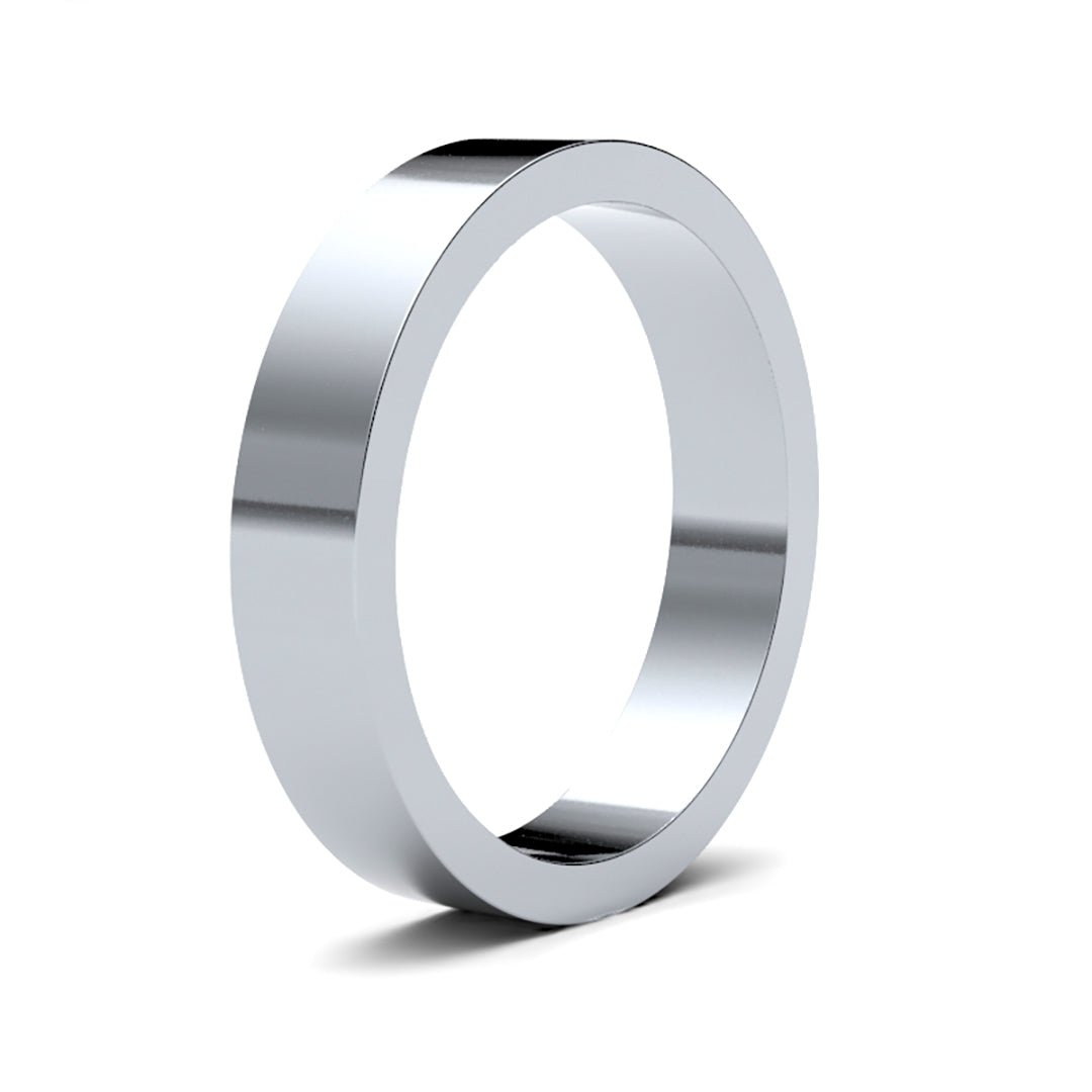 Platinum  Premium Quality 4mm Flat Wedding Ring - WFLPL4