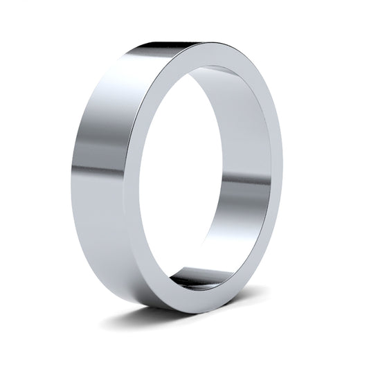 Platinum  Premium Quality 5mm Flat Wedding Ring - WFLPL5