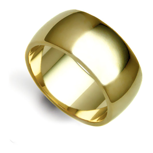 9ct Gold  12mm Heavy Weight D-Shape Wedding Ring - WHD9Y12