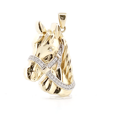 9ct Gold  CZ Horse Charm Pendant - 20inch Gold-plated Silver Chain - XPD032