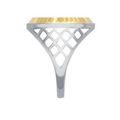 Silver  Half Sovereign Coin Mount Onyx Ring 9ct Gold Fluted Bezel - XRN168-H