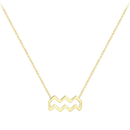 9ct Gold  Aquarius Necklace 16/18" 42/45cm - ZDNR02AQ2