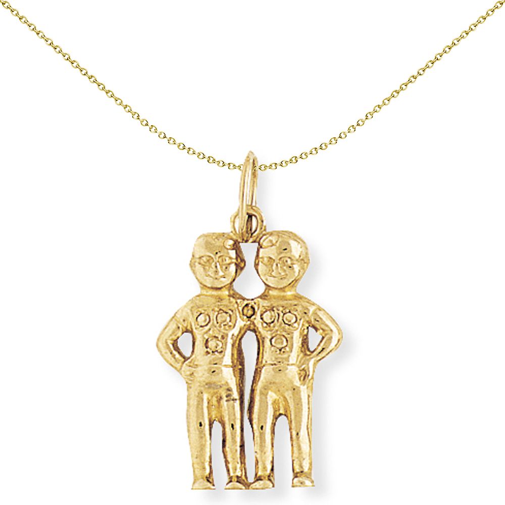 9ct Gold  Gemini Twins Horoscope Star Sign Charm Pendant 15x22mm - ZDNR02GM1